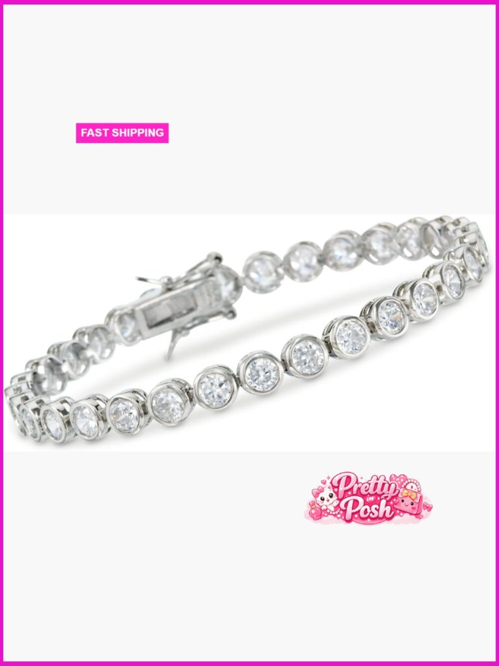 13.50 ct t.w. CZ Tennis Bracelet in Sterling Silver - 8 inch